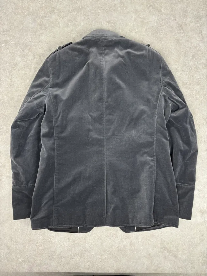 Lagerfeld Grey Cotton Officer Buttoned Blazer Jacket - Image 5