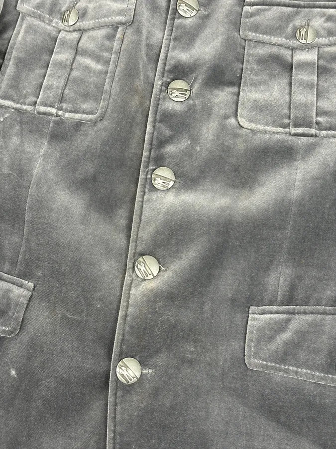 Lagerfeld Grey Cotton Officer Buttoned Blazer Jacket - Image 9