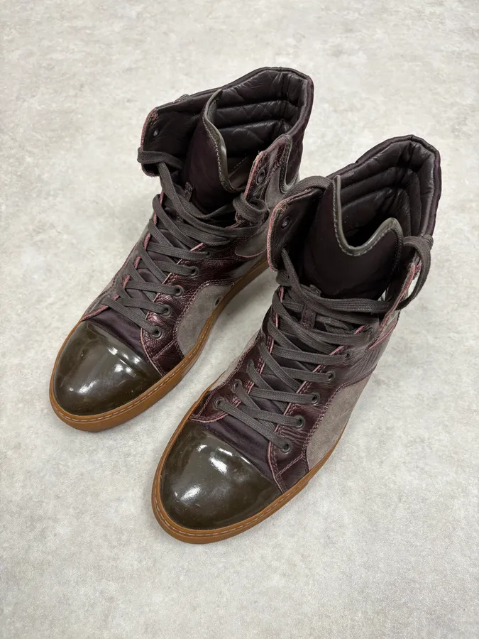 Lanvin Bordeaux & Grey High Top Leather Sneakers - Image 3