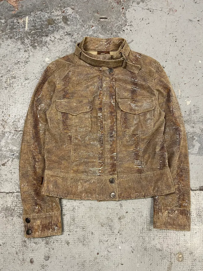 Lea Kanth Snakeskin Effect Beige Jacket