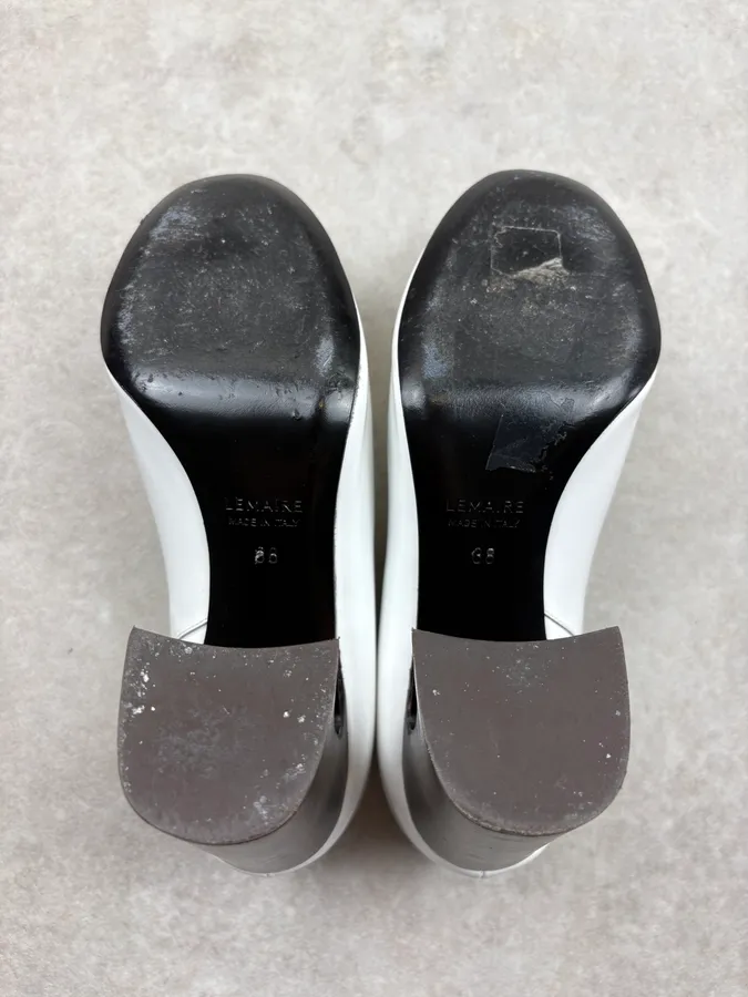 Lemaire White Minimalist Leather Heels - Image 8