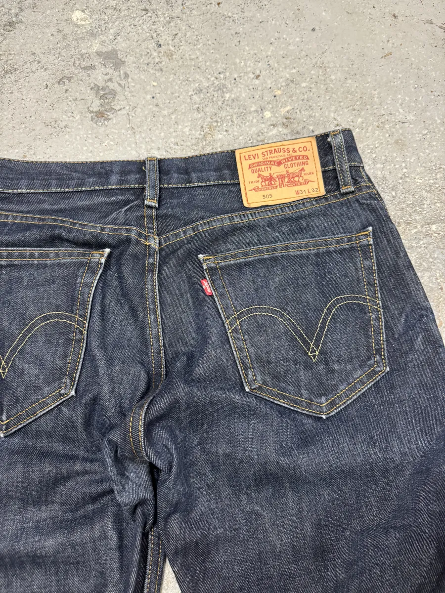 Levi’s 505 Navy Blue Eroded Brut Denim Jeans - Image 10