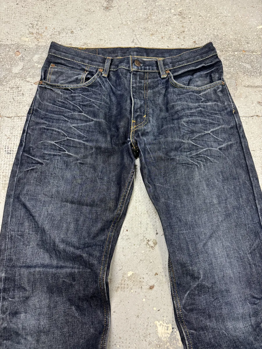 Levi’s 505 Navy Blue Eroded Brut Denim Jeans - Image 6