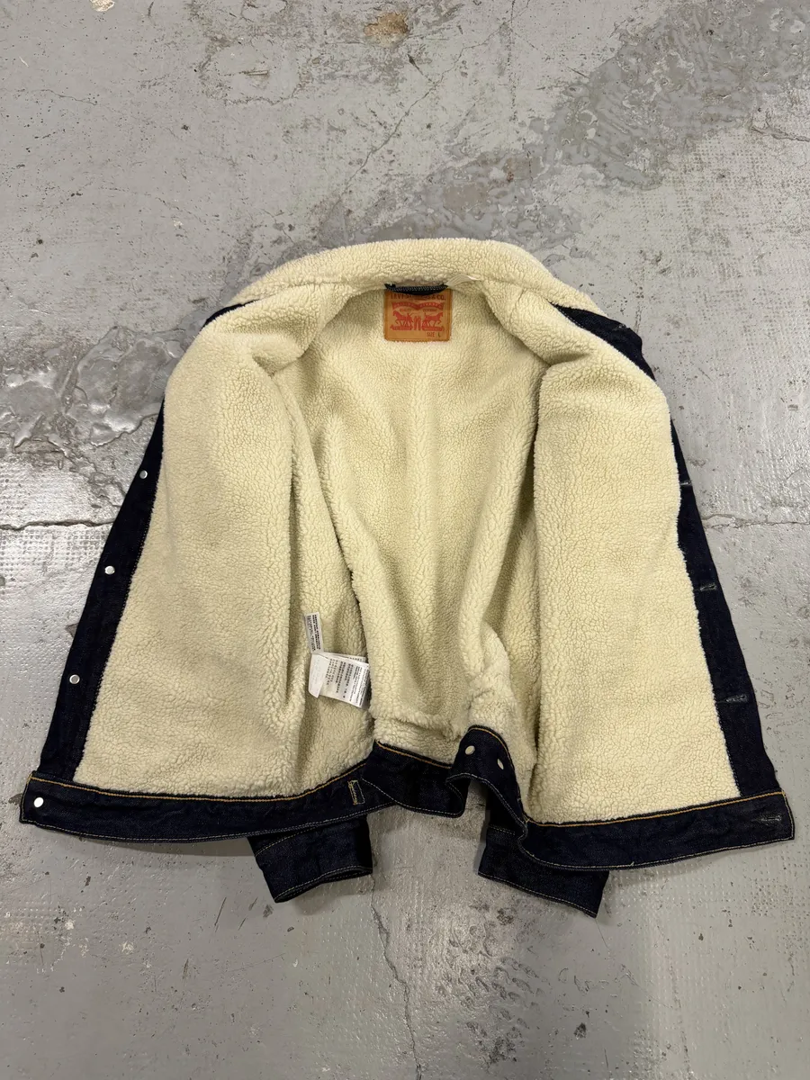Levi’s Navy Brut Denim Shearling Jacket - Image 10