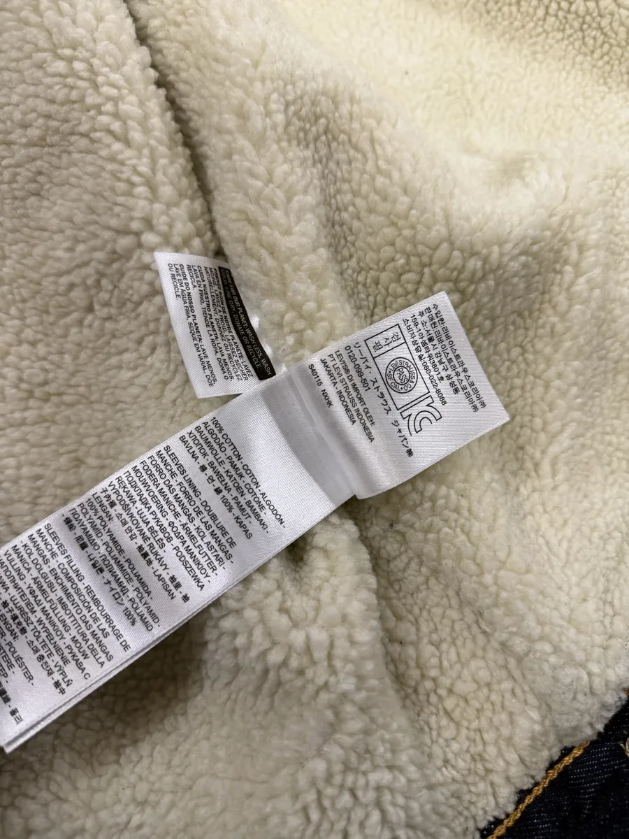 Levi’s Navy Brut Denim Shearling Jacket - Image 11