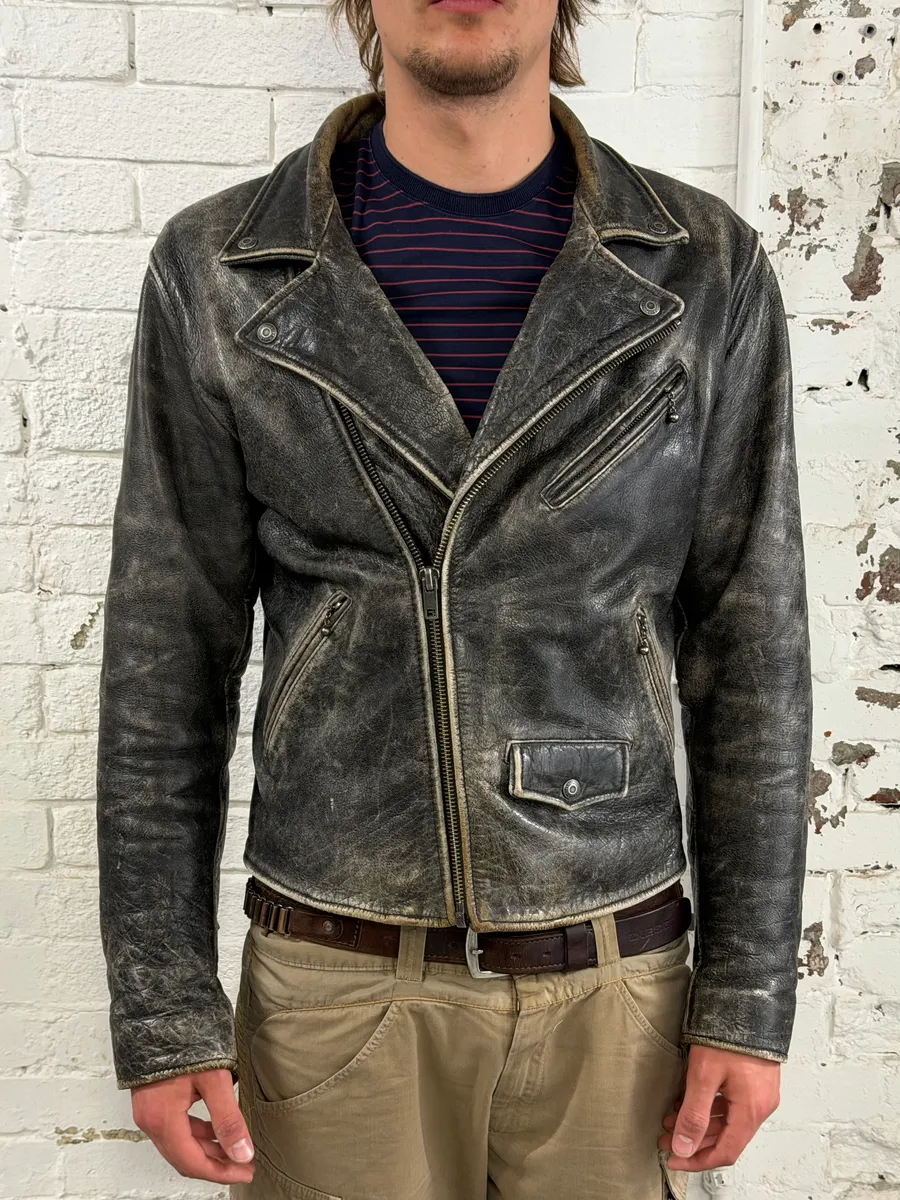 Levi’s Raw Aged Grey Leather Perfecto Jacket - Image 2