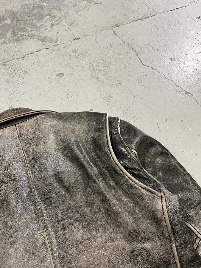 Levi’s Raw Aged Grey Leather Perfecto Jacket - Image 8