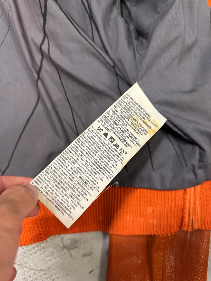 Levi’s Orange Leather Bomber Jacket - Image 9