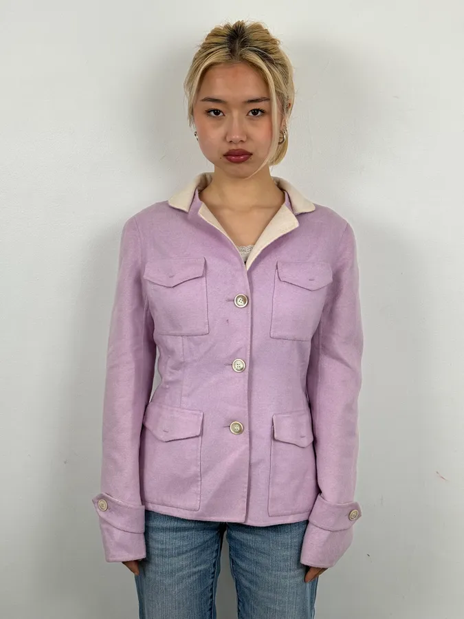 Loro Piana Purple Lila Officer Cashmere Buttoned Jacket