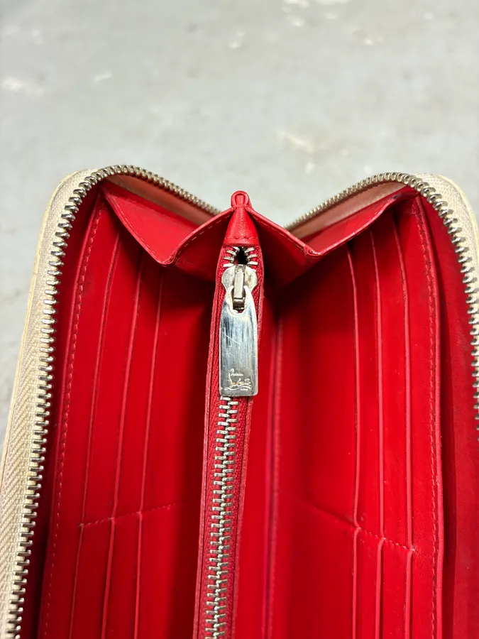 Louboutin Spiked Floral Yellow Leather Wallet - Image 7
