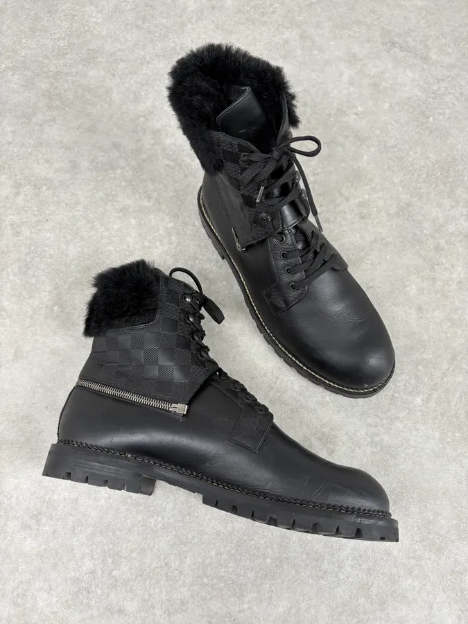 Louis Vuitton Black Damier Leather Classy Derby Boots - Image 4