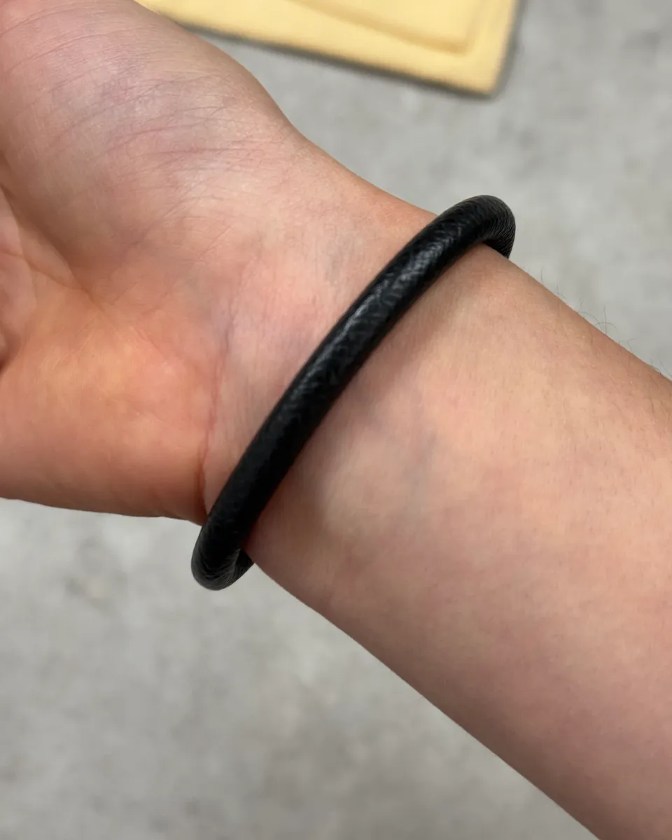 Louis Vuitton Black Leather Bracelet - Image 4