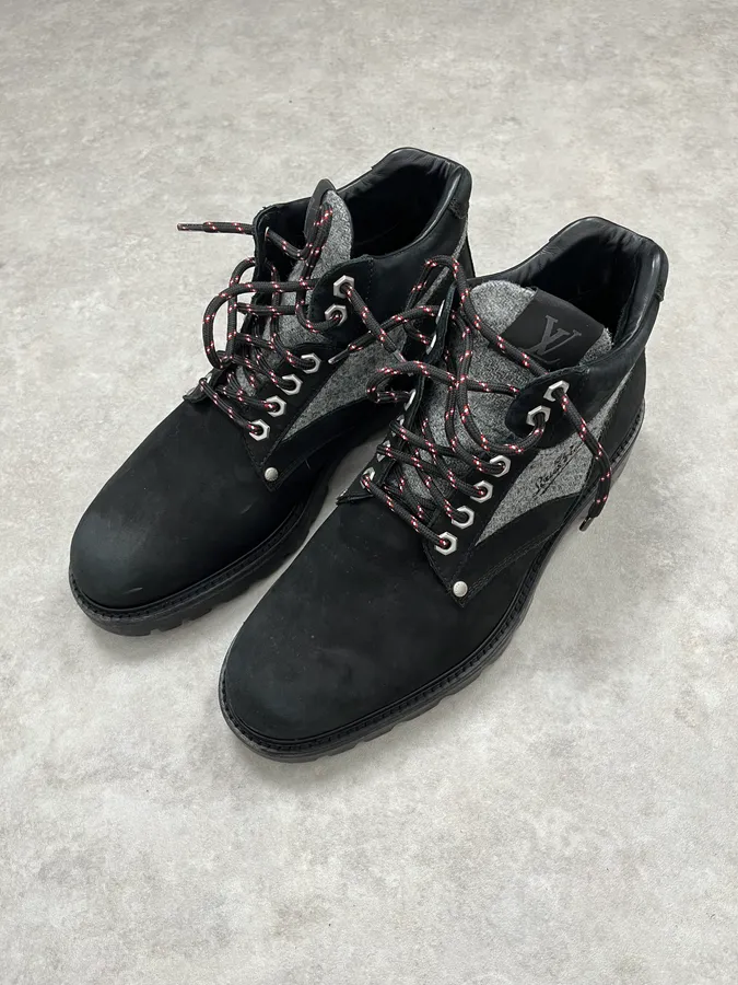 Louis Vuitton Black Suede Leather Boots - Image 2