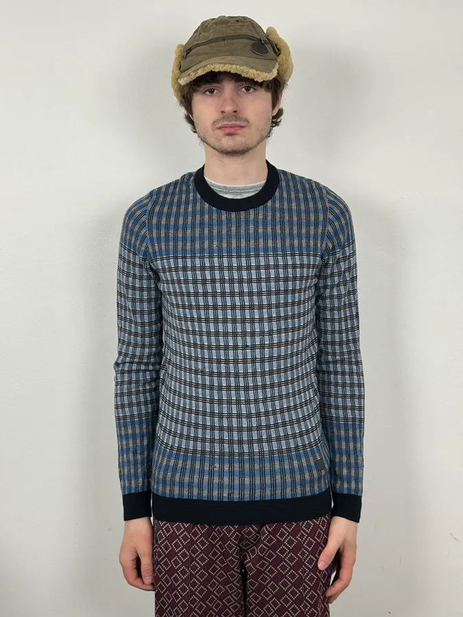Louis Vuitton Blue Checkered Contemporary Sweater - Image 2