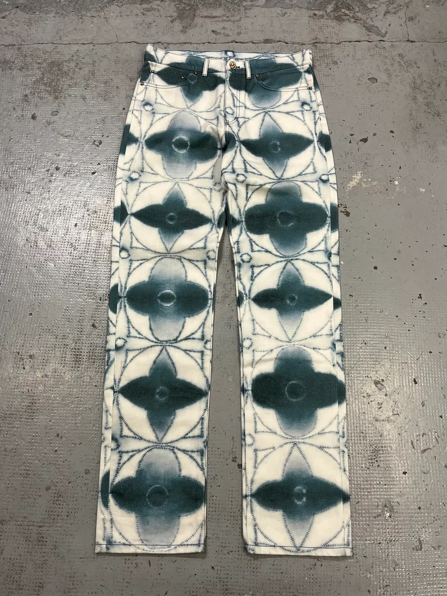 Louis Vuitton Blurred Logo Cream & Blue Pants