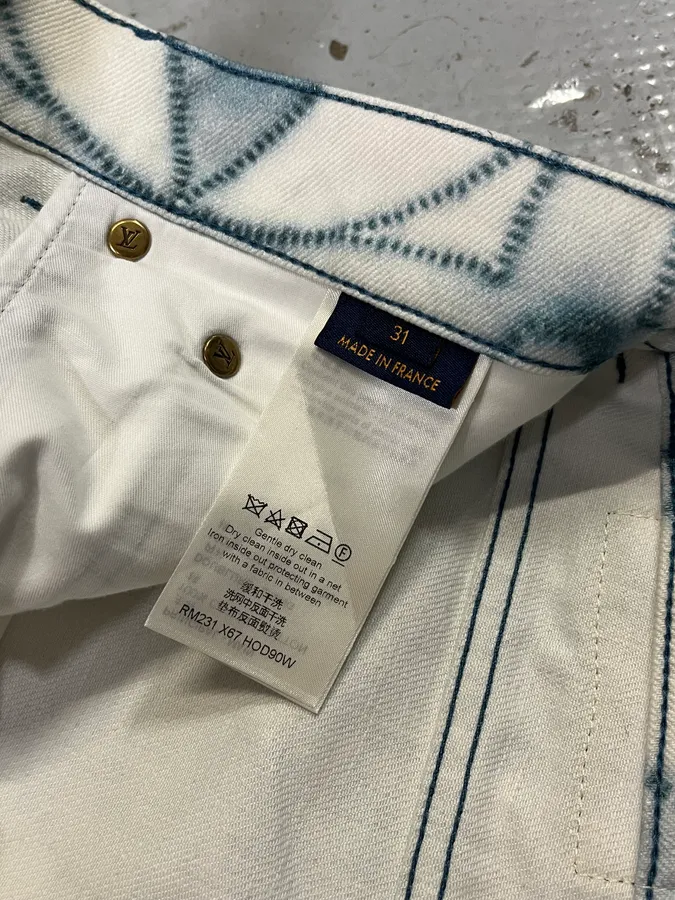 Louis Vuitton Blurred Logo Cream & Blue Pants - Image 14