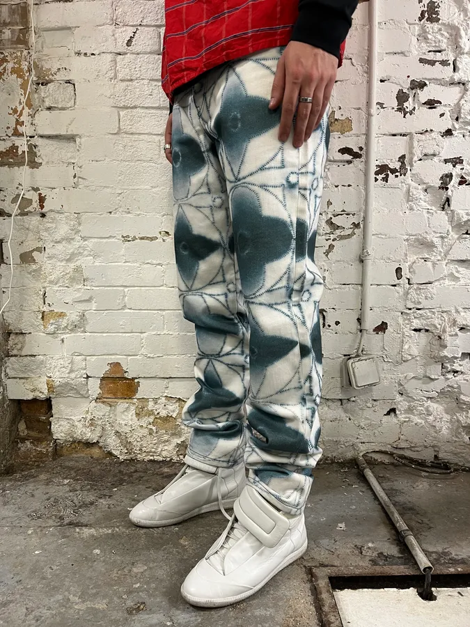 Louis Vuitton Blurred Logo Cream & Blue Pants - Image 3