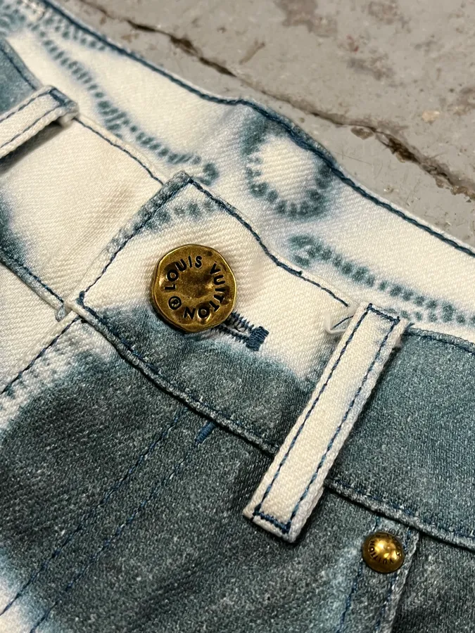 Louis Vuitton Blurred Logo Cream & Blue Pants - Image 8