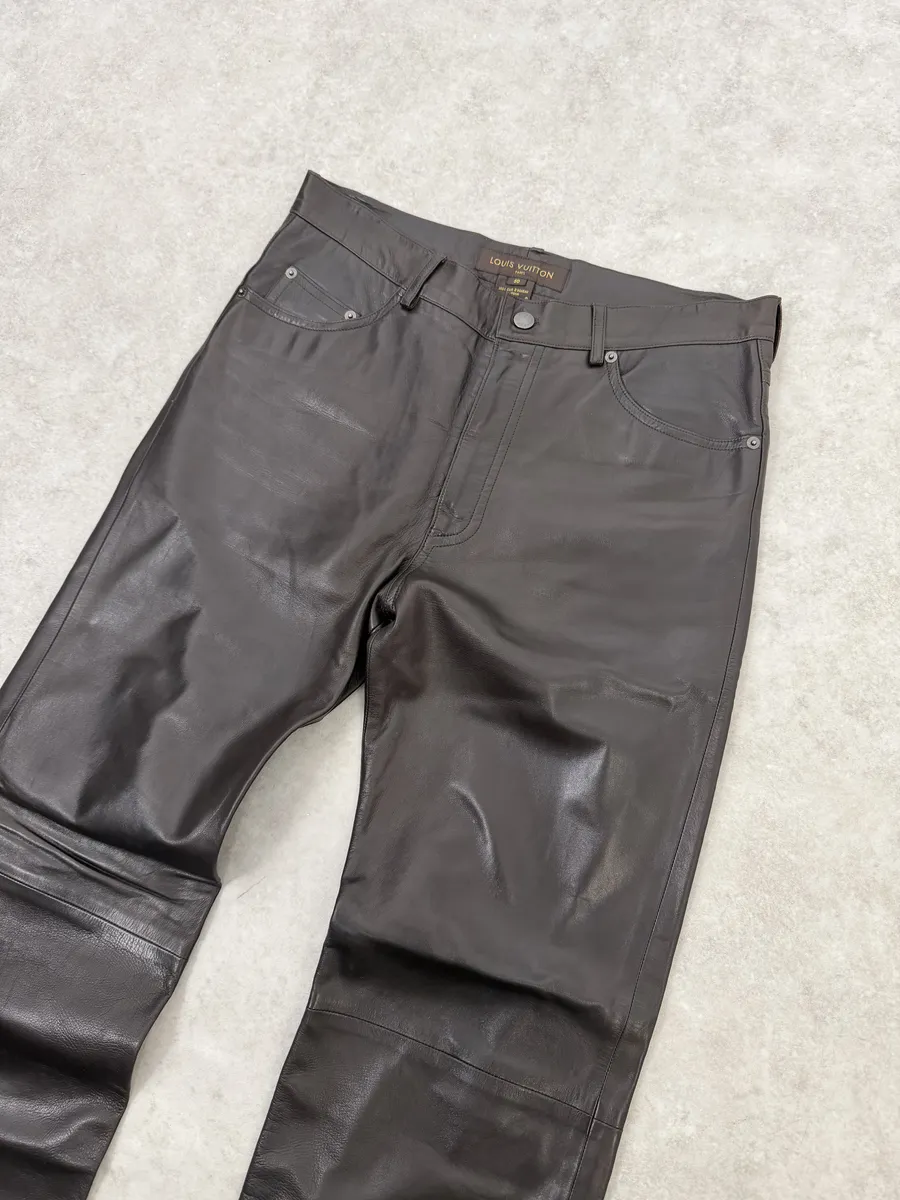 Louis Vuitton Brown Classy Lambskin Leather Pants - Image 10