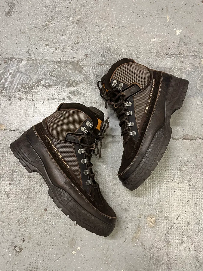Louis Vuitton Brown Hiking Leather Mountain Boots - Image 2