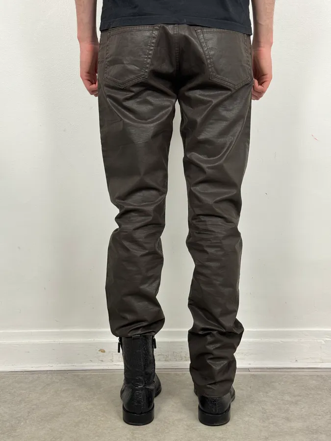 Louis Vuitton Brown Waxed Metallic Straight Pants - Image 4