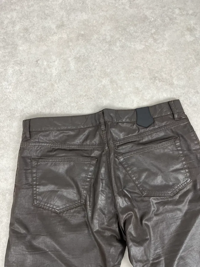 Louis Vuitton Brown Waxed Metallic Straight Pants - Image 8