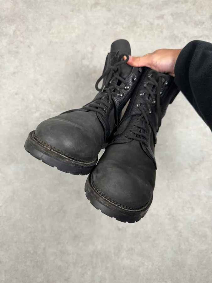 Louis Vuitton Monogrammed Detachable High Black Leather Combat Boots - Image 7