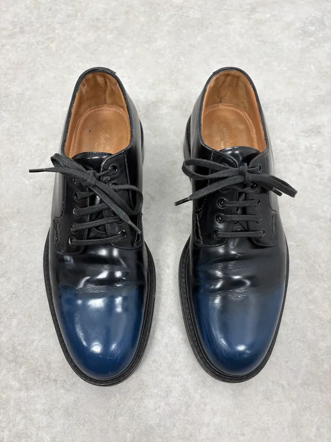 Louis Vuitton Navy Black Gradiant Leather Derby Shoes - Image 2
