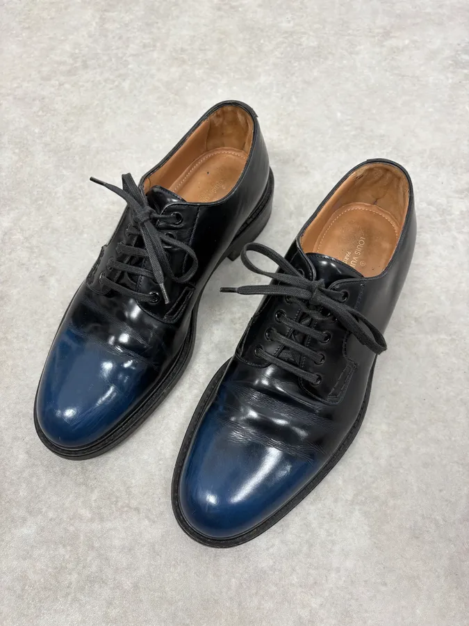 Louis Vuitton Navy Black Gradiant Leather Derby Shoes - Image 3