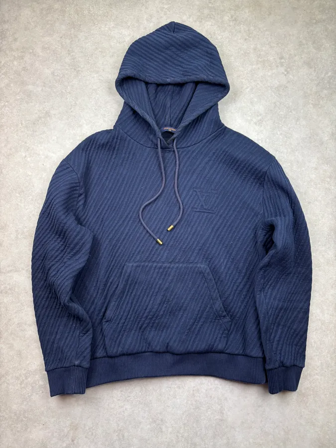 Louis Vuitton Navy Cotton Jacquard Embroidered Hoodie