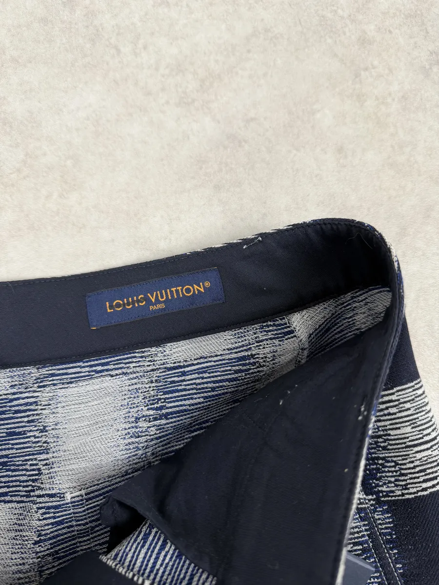 Louis Vuitton Navy Wool Damier Workwear Pants - Image 12