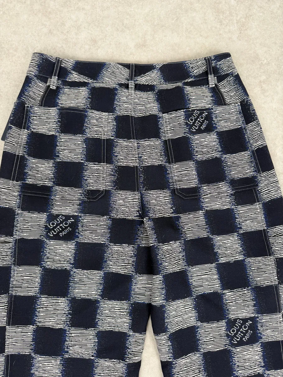 Louis Vuitton Navy Wool Damier Workwear Pants - Image 8