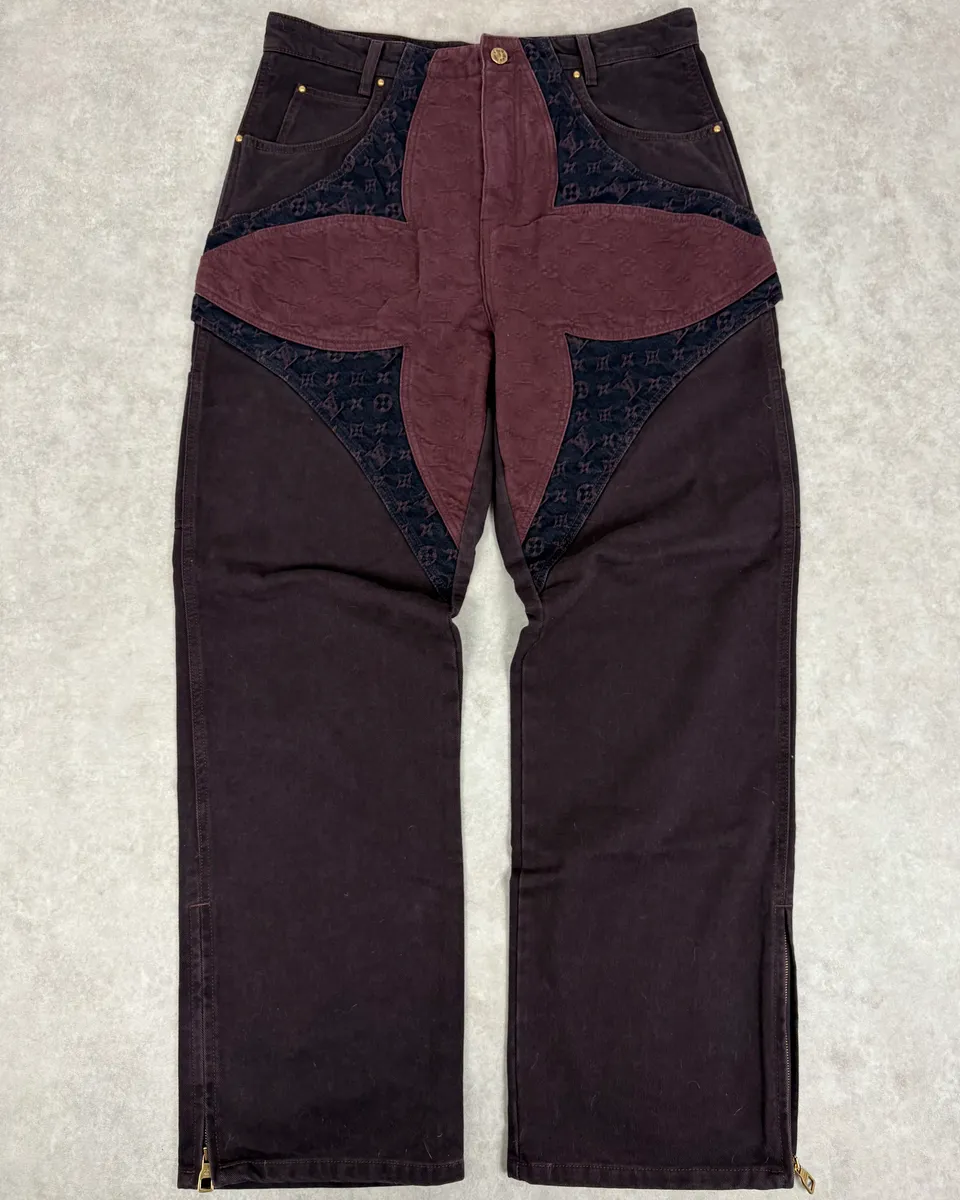 Louis Vuitton Placed MNG Flower Purple Carpenter Denim Jeans