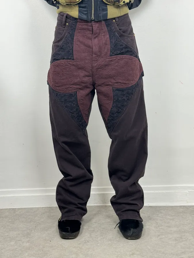 Louis Vuitton Placed MNG Flower Purple Carpenter Denim Jeans - Image 2