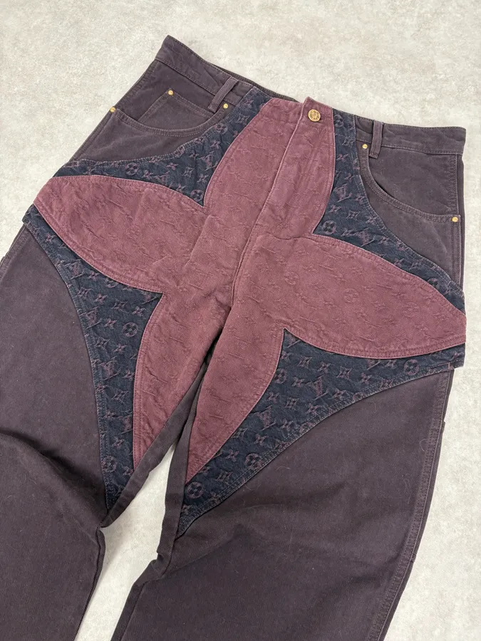 Louis Vuitton Placed MNG Flower Purple Carpenter Denim Jeans - Image 5
