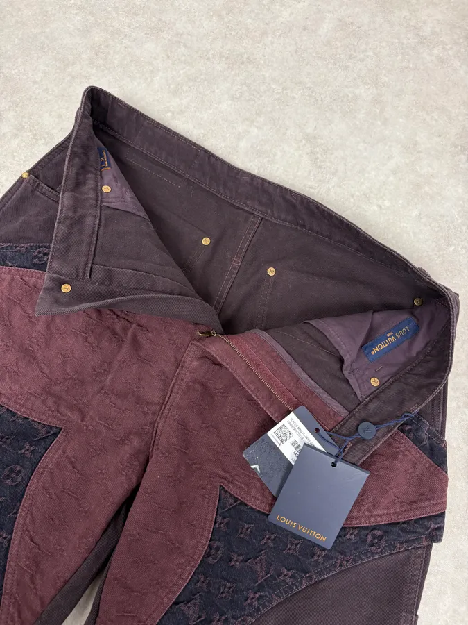 Louis Vuitton Placed MNG Flower Purple Carpenter Denim Jeans - Image 7