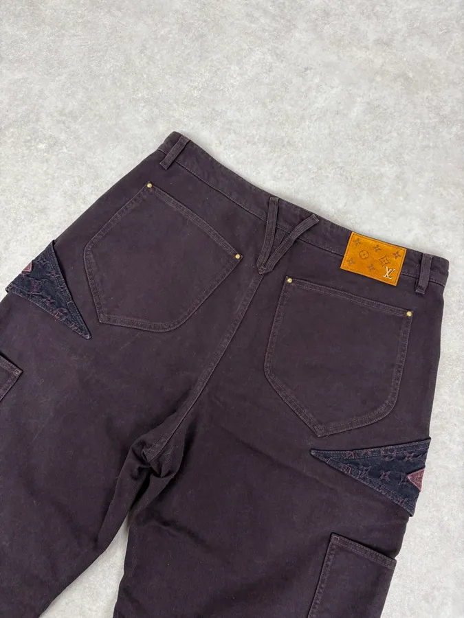 Louis Vuitton Placed MNG Flower Purple Carpenter Denim Jeans - Image 8