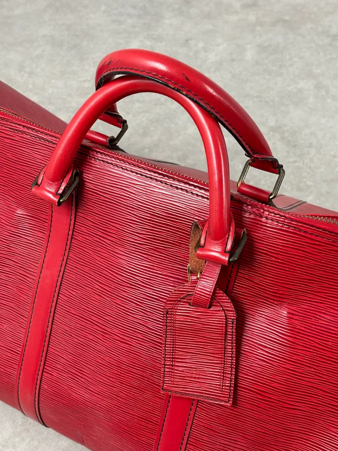 Louis Vuitton Red Epi Leather Keepall Handle Bag - Image 14