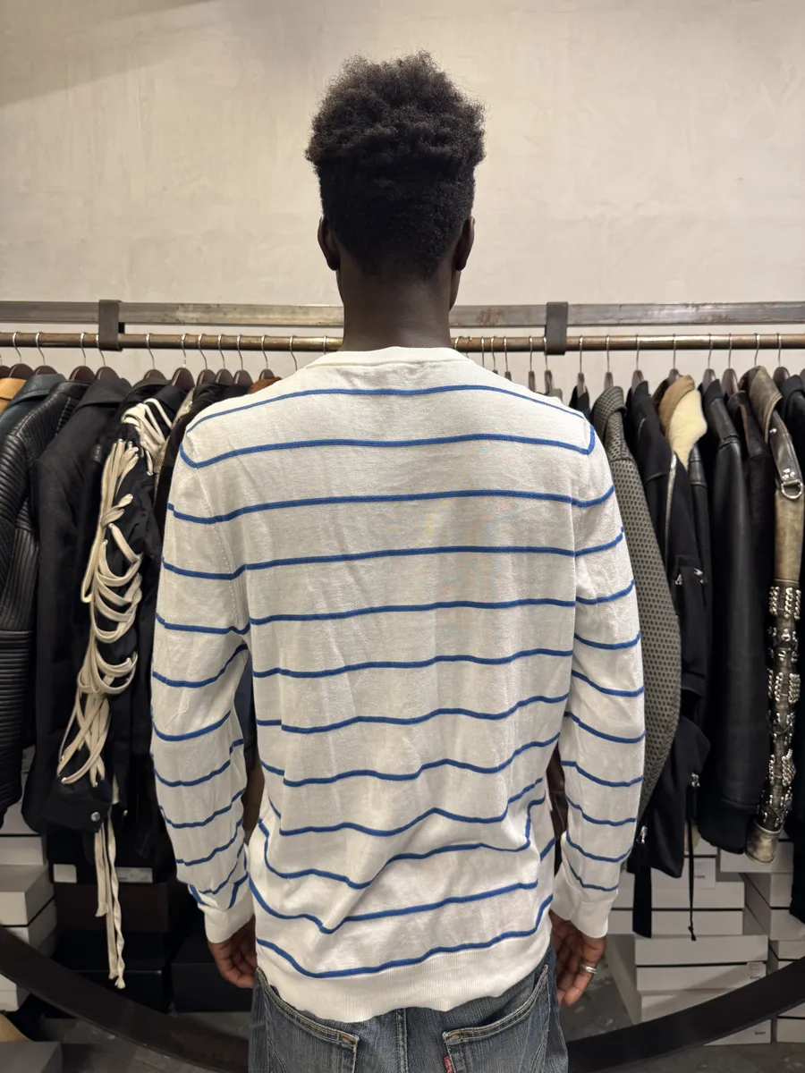 Louis Vuitton White Blue Striped Longsleeves Sweater - Image 3