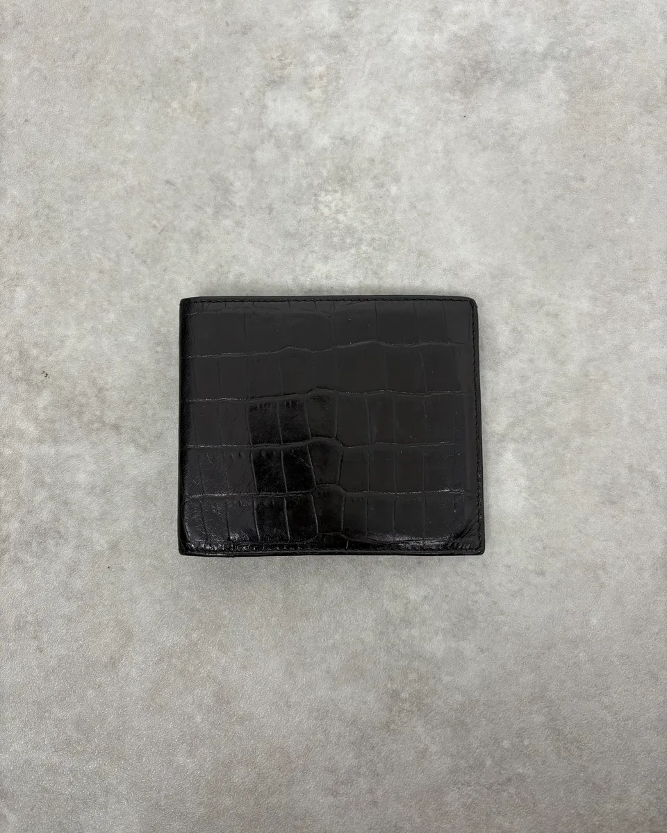 Maison Margiela Black Crocodile Effect Leather Wallet - Image 2