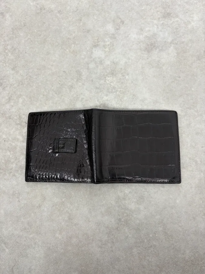 Maison Margiela Black Crocodile Effect Leather Wallet - Image 3
