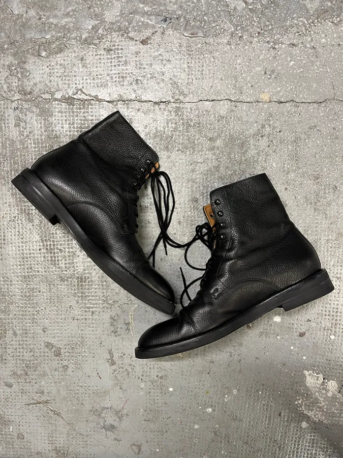 Maison Margiela Black High Combat Leather Boits - Image 2