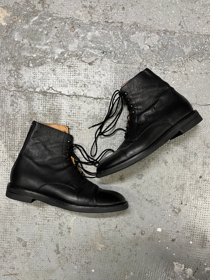 Maison Margiela Black High Combat Leather Boits - Image 4