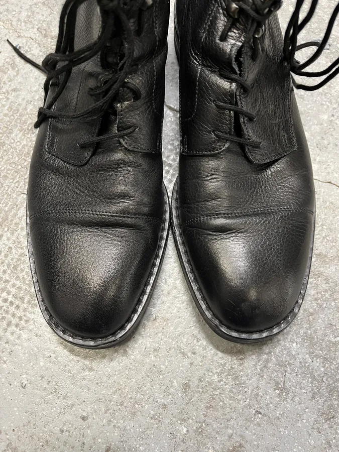 Maison Margiela Black High Combat Leather Boits - Image 5