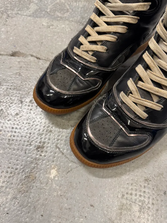 Maison Margiela Black Hybrid Satin Leather High Shoes - Image 6