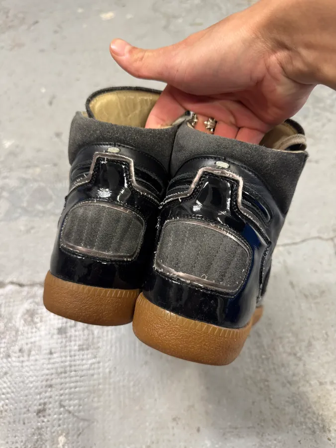 Maison Margiela Black Hybrid Satin Leather High Shoes - Image 9
