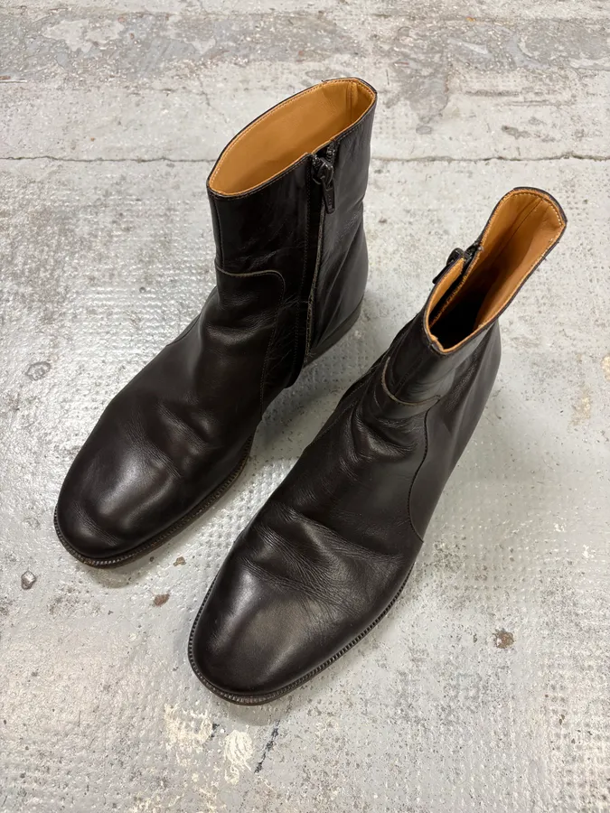 Maison Margiela Black Leather Zip Boots - Image 3
