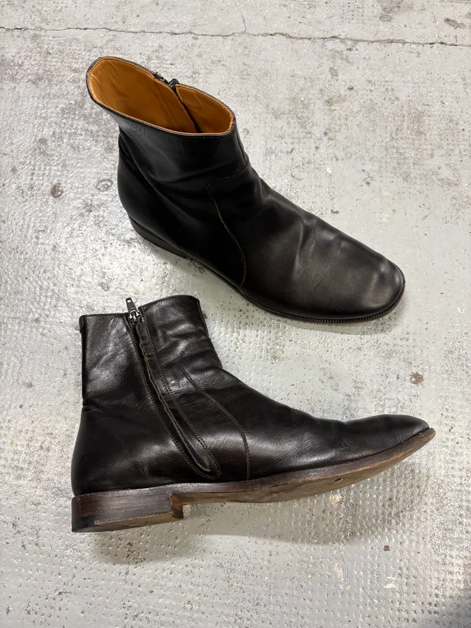 Maison Margiela Black Leather Zip Boots - Image 5