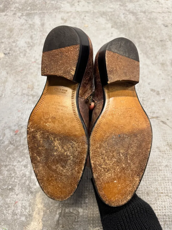 Maison Margiela Brown Eroded Leather Boots - Image 9