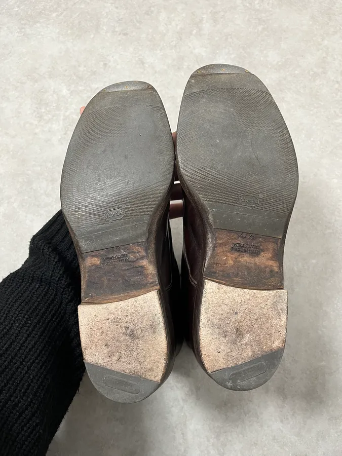 Maison Margiela Brown Eroded Leather Boots - Image 9